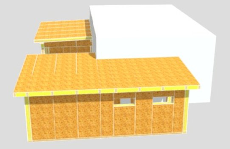 H-block met dak van linkerzijde gezien